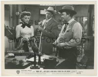 4p0394 LAUREN BACALL signed 8x10 still R1957 with Gary Cooper & sheriff in Bright Leaf!