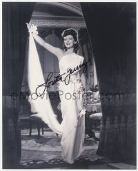 4p0598 LORETTA YOUNG signed 8x10 REPRO still 1980s full-length in beautiful gown with bare shoulder!