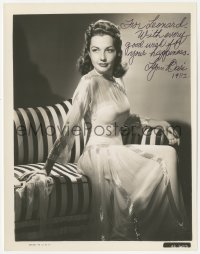 4p0401 LYNN BARI signed 8x10 still 1940s sexy seated portrait wearing nightgown!