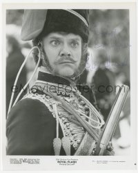 4p0402 MALCOLM MCDOWELL signed 8x10 still 1975 great close portrait in uniform from Royal Flash!
