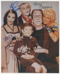 4p0536 MUNSTERS signed color 8x10 REPRO still 1980s by Fred Gwynne, Yvonne De Carlo, Lewis & 2 more!