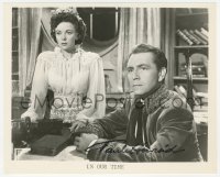 4p0612 PAUL HENREID signed 8x10 REPRO still 1980s close up with Ida Lupino in In Our Time!