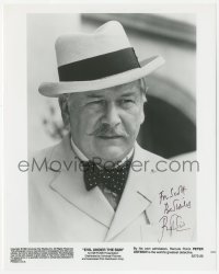 4p0413 PETER USTINOV signed 8x10 still 1982 great close up as Hercule Poirot in Evil Under the Sun!