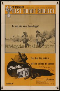 4p0037 AMBLIN' signed 1sh R1971 by cinematographer Allen Daviau, Steven Spielberg's first movie!