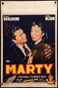 4p0207 MARTY signed Belgian 1955 by Ernest Borgnine, directed by Delbert Mann, different art!
