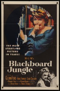 4p0045 BLACKBOARD JUNGLE signed 1sh 1955 by director Richard Brooks AND author Evan Hunter!
