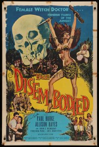 4p0062 DISEMBODIED signed 1sh 1957 by Paul Burke, art of sexy voodoo witch doctor Allison Hayes!