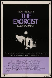 4p0068 EXORCIST signed 1sh 1974 by director William Friedkin, William Peter Blatty horror classic!