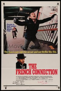 4p0070 FRENCH CONNECTION signed 1sh 1971 by BOTH director William Friedkin AND Tony Lo Bianco!
