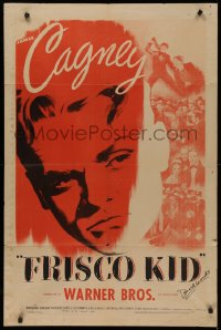 4p0071 FRISCO KID signed 1sh R1944 by Donald Woods, great huge image of tough James Cagney!