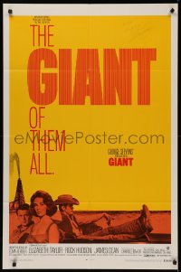 4p0075 GIANT signed 1sh R1970 by director George Stevens, great image of Liz, James Dean & Hudson!