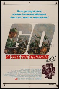 4p0076 GO TELL THE SPARTANS signed 1sh 1978 by director Ted Post, Kunstler art of Burt Lancaster!