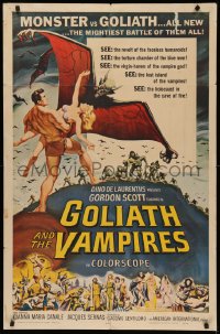 4p0079 GOLIATH & THE VAMPIRES signed 1sh 1964 by Gordon Scott, great Reynold Brown monster art!