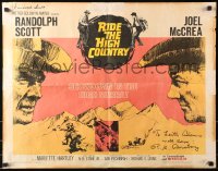 4p0028 RIDE THE HIGH COUNTRY signed 1/2sh 1962 by Randolph Scott, Joel McCrea AND R.G. Armstrong!