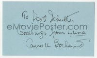 4p0437 CARROLL BORLAND signed 3x5 index card 1980s it can be framed & displayed with a repro still!