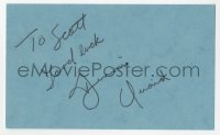 4p0440 DENNIS QUAID signed 3x5 index card 1980s it can be framed & displayed with a repro still!