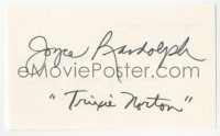 4p0458 JOYCE RANDOLPH signed 3x5 index card 1980s it can be framed & displayed with a repro!