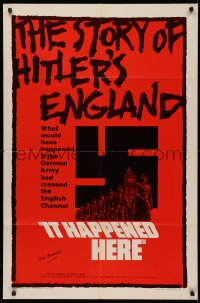 4p0090 IT HAPPENED HERE signed 1sh 1966 by director Kevin Brownlow, the story of Hitler's England!