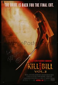 4p0002 KILL BILL: VOL. 2 signed advance DS 1sh 2004 by David Carradine, bride Uma Thurman, Tarantino!