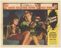 4p0154 CAPE FEAR signed LC #1 1962 by Robert Mitchum, in car w/sexy Barrie Chase, classic film noir!