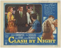 4p0155 CLASH BY NIGHT signed LC #4 1952 by Fritz Lang, c/u of Barbara Stanwyck & Paul Douglas!