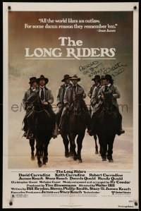 4p0098 LONG RIDERS signed 1sh 1980 by director Walter Hill, cowboys David, Keith & Robert Carradine!