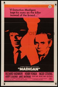 4p0100 MADIGAN signed 1sh 1968 by writer Abraham Polonsky, cool image of Widmark & Henry Fonda!