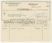 4p0267 MEL TORME canceled check 1989 he paid $639.60 to Chic Limousine Services in Los Angeles!