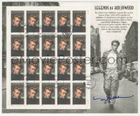 4p0232 MICHAEL J. DEAS signed stamp sheet 1996 he drew James Dean's Legends of Hollywood stamps!