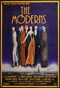 4p0014 MODERNS signed 1sh 1988 by star/artist Keith Carradine, cool artwork of trendy 1920s people!