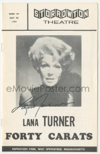 4p0303 LANA TURNER signed playbill 1971 when she appeared in Forty Carats in Massachusetts!