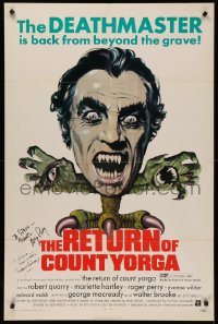 4p0114 RETURN OF COUNT YORGA signed 1sh 1971 by Robert Quarry AND Roger Perry, wild AIP monster art!