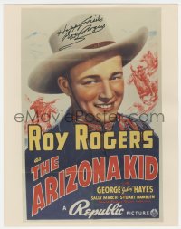 4p0220 ROY ROGERS signed 11x14 color REPRO photo 1980s cool image of The Arizona Kid one-sheet!