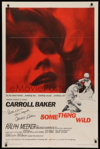 4p0122 SOMETHING WILD signed 1sh 1962 by Carroll Baker, super close up of the leading lady!