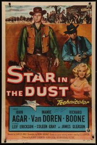 4p0127 STAR IN THE DUST signed 1sh 1956 by director Charles Haas, story of the most desperate gamble!