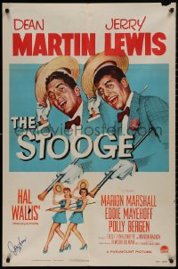 4p0131 STOOGE signed 1sh 1952 by Jerry Lewis, he's singing in vaudeville with Dean Martin!