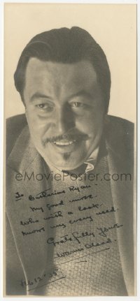 4p0285 WARNER OLAND signed 5x10 photo 1935 smiling portrait of the Charlie Chan star!