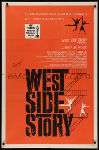4p0137 WEST SIDE STORY signed 1sh R1963 by Robert Wise, his Academy Award winning classic musical!