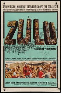 4p0144 ZULU signed 1sh 1964 by James Booth, great title art, dwarfing the mightiest!