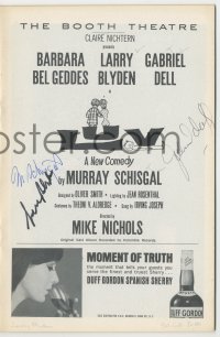 4p0305 LUV signed playbill 1964 by Larry Blyden, Gabriel Dell AND Murray Schisgal!
