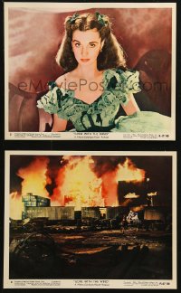 4r0828 GONE WITH THE WIND 2 color 8x10 stills R1967 great images of Vivien Leigh, burning Atlanta!