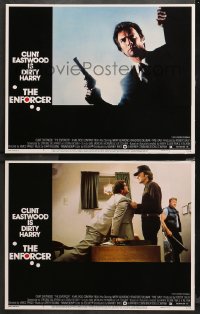 4r0690 ENFORCER 2 LCs 1976 c/u of Clint Eastwood as Dirty Harry & dragging bad guy onto desk!