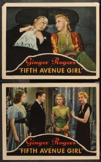 4r0693 FIFTH AVENUE GIRL 2 LCs 1939 beautiful Ginger Rogers w/Walter Connolly, James Ellison!
