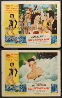 4r0699 FRENCH LINE 2 2D LCs 1954 Howard Hughes, sexy Jane Russell, Gilbert Roland!