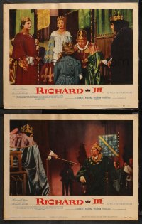 4r0758 RICHARD III 2 LCs 1956 close ups of director/star Laurence Olivier as the English King!