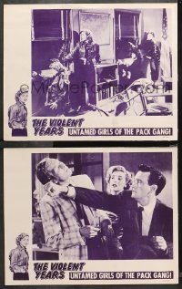 4r0784 VIOLENT YEARS 2 LCs 1956 Ed Wood, untamed girls of the pack gang taking thrills unashamed