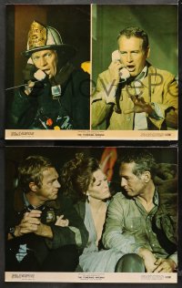 4r0334 TOWERING INFERNO 8 color 11x14 stills 1974 Fire Chief Steve McQueen & Newman, fire fighting!