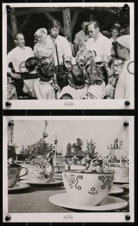 4r1348 DISNEYLAND USA 3 8x10 stills 1957 Main Street, teacup ride & Fess Parker as Davy Crockett!