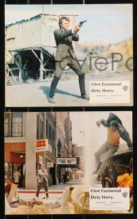4r0866 DIRTY HARRY 8 color English FOH LCs 1971 great images of Clint Eastwood, Don Siegel classic!