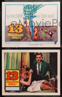 4r0018 13 FRIGHTENED GIRLS 8 LCs 1963 Hugh Marlowe, girls in peril, directed by William Castle!